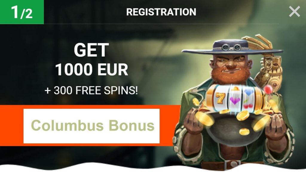 Columbus welcome bonus and free spins