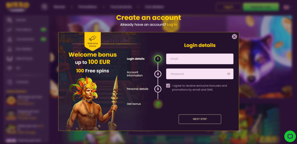 Bizzo Casino step-by-step registration process