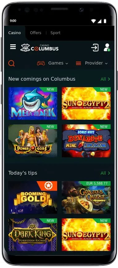 Columbus Casino App for iOS and Android