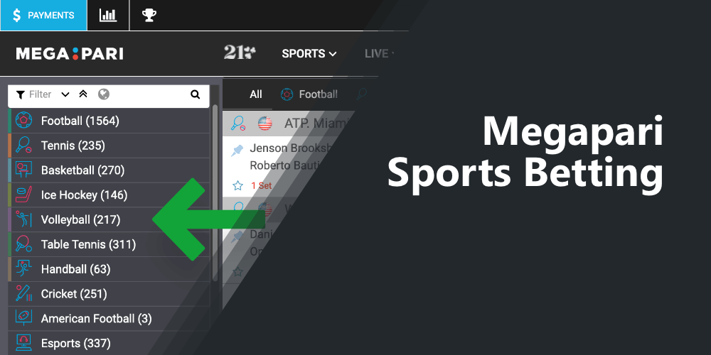 What sports bets does MegaPari support?