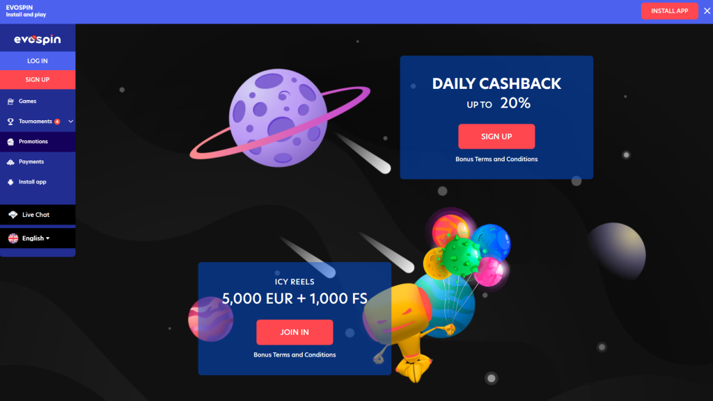 Information about the welcome bonus offered by Evospin