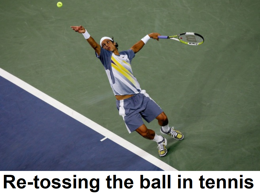 How many times is a ball toss allowed in tennis?